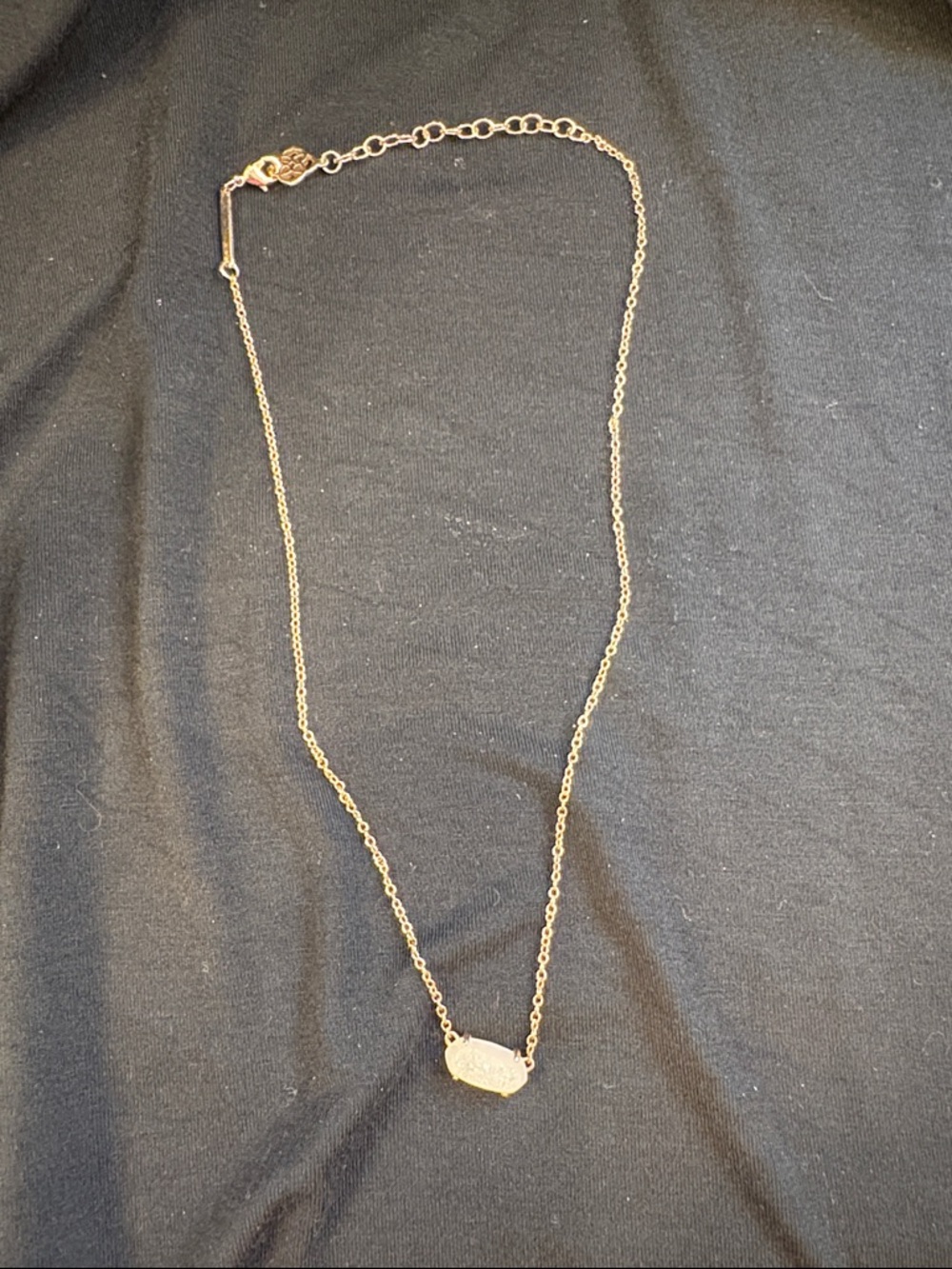 Kendra Scott Rose Gold Chain with White Druzy Bar Pendant